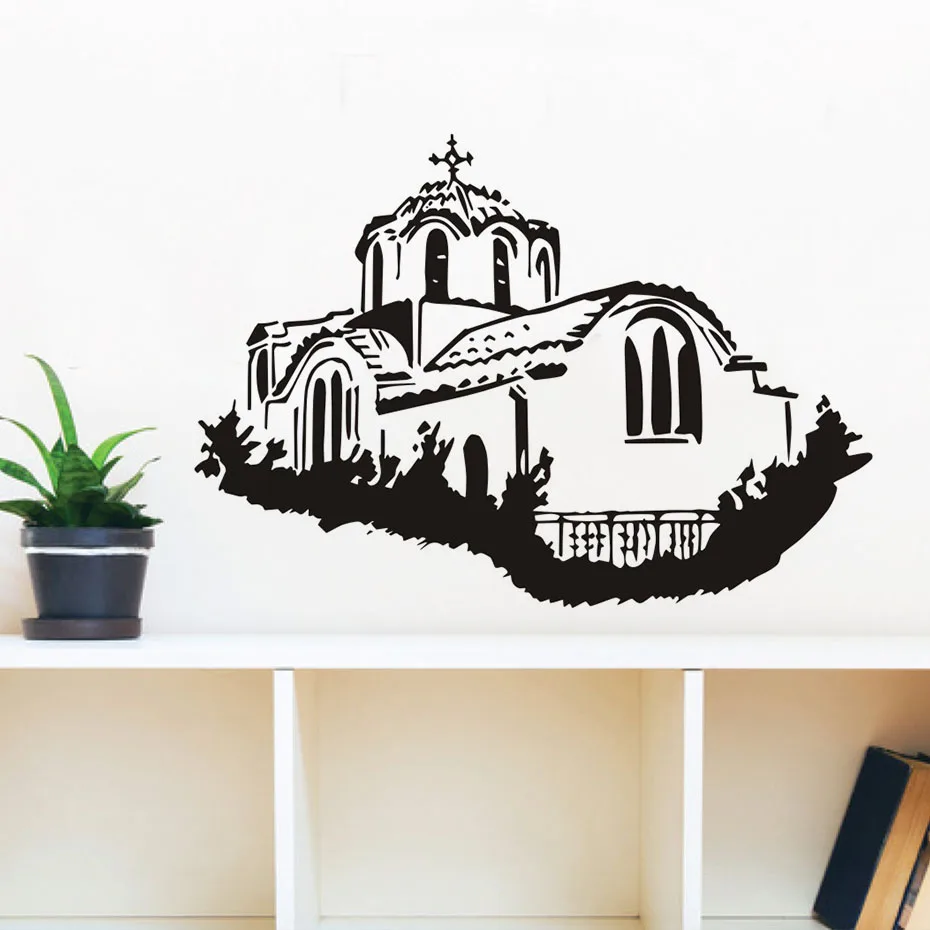 DCTOP Great Greek Building Ретро наклейки на стену ПВХ выдалбливают водонепроницаемый клей