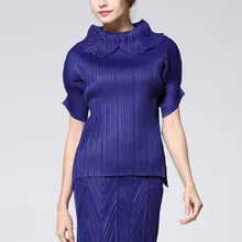 Горячая Распродажа, модные, складывающиеся, с коротким рукавом, с воротником-стойкой, новые, сексуальные, с оборками, однотонные, до середины икры, женские рубашки