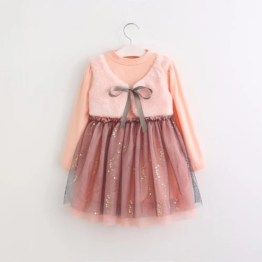 2017 new pink 3t 4t 5t 6t ctue tutu dress for girl girls long sleeve