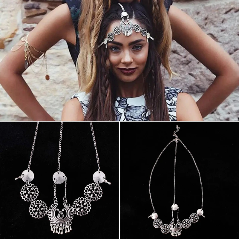 Girls Retro Style Head Chain Fashion Boho Punk Hollow Out Headband