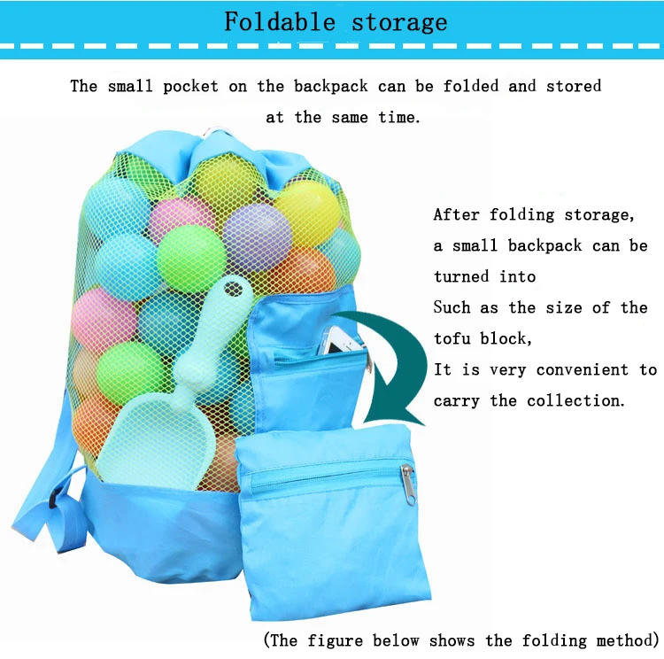 1PC Hot Sell Childrens Storage Bag Sand Away Protable Mesh Bag Kids Beach Toys Clothes Towel Bag Baby Toy Storage Sundries       (14)