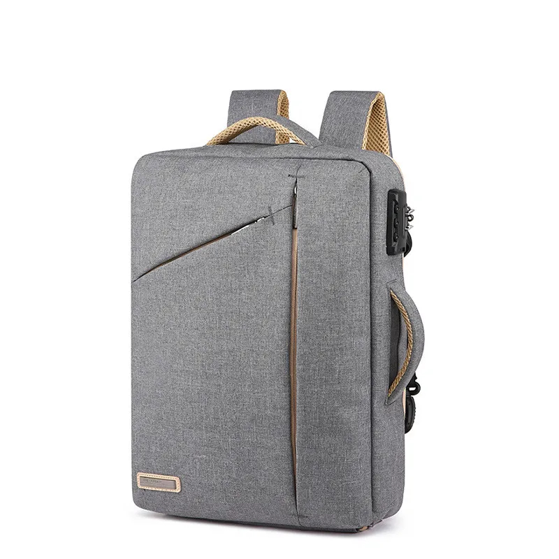 Мужской Тонкий деловой рюкзак для ноутбука с блокировкой паролем от 15,6 до 17 дюймов, рюкзаки для женщин, тонкая школьная сумка для мужчин, дорожная сумка Mochila - Цвет: Серый