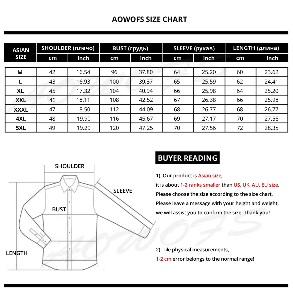 Motorcycle Jacket Size Chart