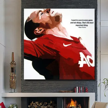 

Wayne Rooney Football Poster Pop Art Hand painted Wall art Decor on Canvas Star figure poster for living room home decor