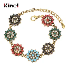 Kinel уникальные браслеты для женщин античный золотой цвет пластик ААА браслет с цветами из кристаллов модные ювелирные изделия Новинка