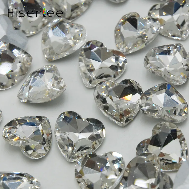 

Hisenlee Clear Crystal Heart Shaped Pointed Bottom Glass Crystal Rhinestones Stone Love Gems For DIY Jewelry Wedding Home Decor
