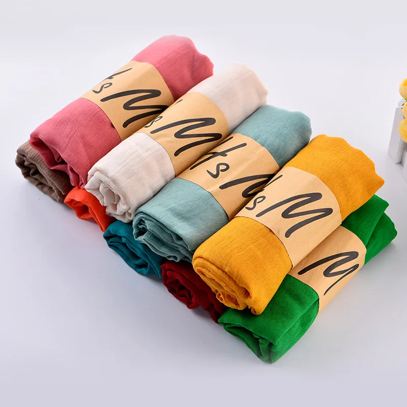 

Clothing Accessories High Quality 180*60cm Women Scarf Shawl Vintage Long Pure Color Cotton Linen Female Scarves Multicolor