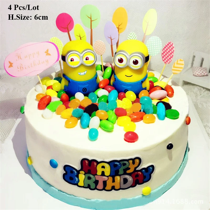 Us 1 68 50 Off Baby Boy 1st Birthday Gifts Minion Cake Topper Birthday Decoration Toys For Boys Kids Children Minion Birthday Cupcake Toppers In