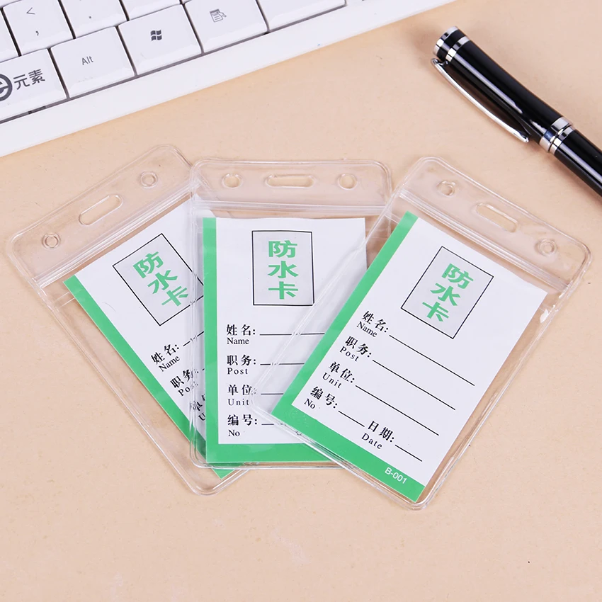 10PCS PVC ID Badge Case Clear And Transparent Holes Bank