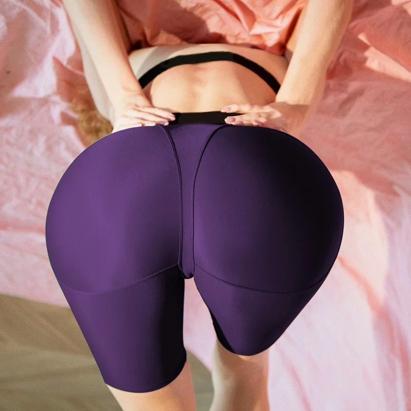 Новинка, сексуальные леггинсы в европейском и американском стиле, персик, бедра, женские спортивные штаны для фитнеса, пять штанов, взрывные весенне-летние цветные леггинсы, женские облегающие - Цвет: Фиолетовый
