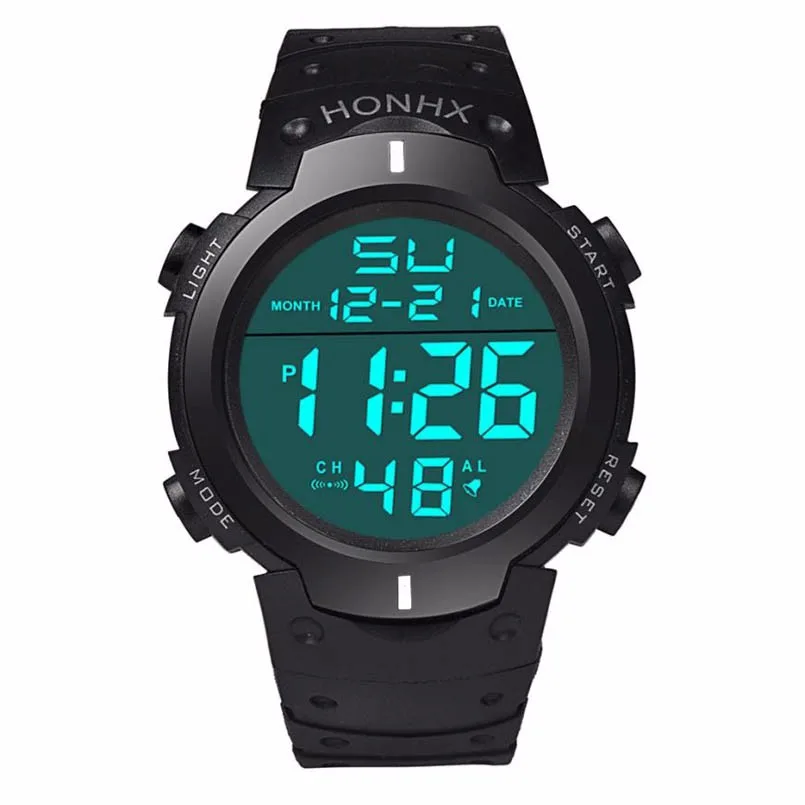 HONHX мужские модные светодиодный водонепроницаемые мужские часы для мальчиков, цифровые часы с секундомером и датой, резиновые спортивные наручные часы с большим циферблатом, часы relogio Y25