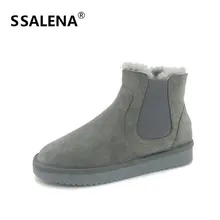 Men Round Toe Wram Wool Boots Unisex Winter Slip On Anti-slip Snow Shoes Couple Plush Flat Rubber Sole Short Boots AA60847