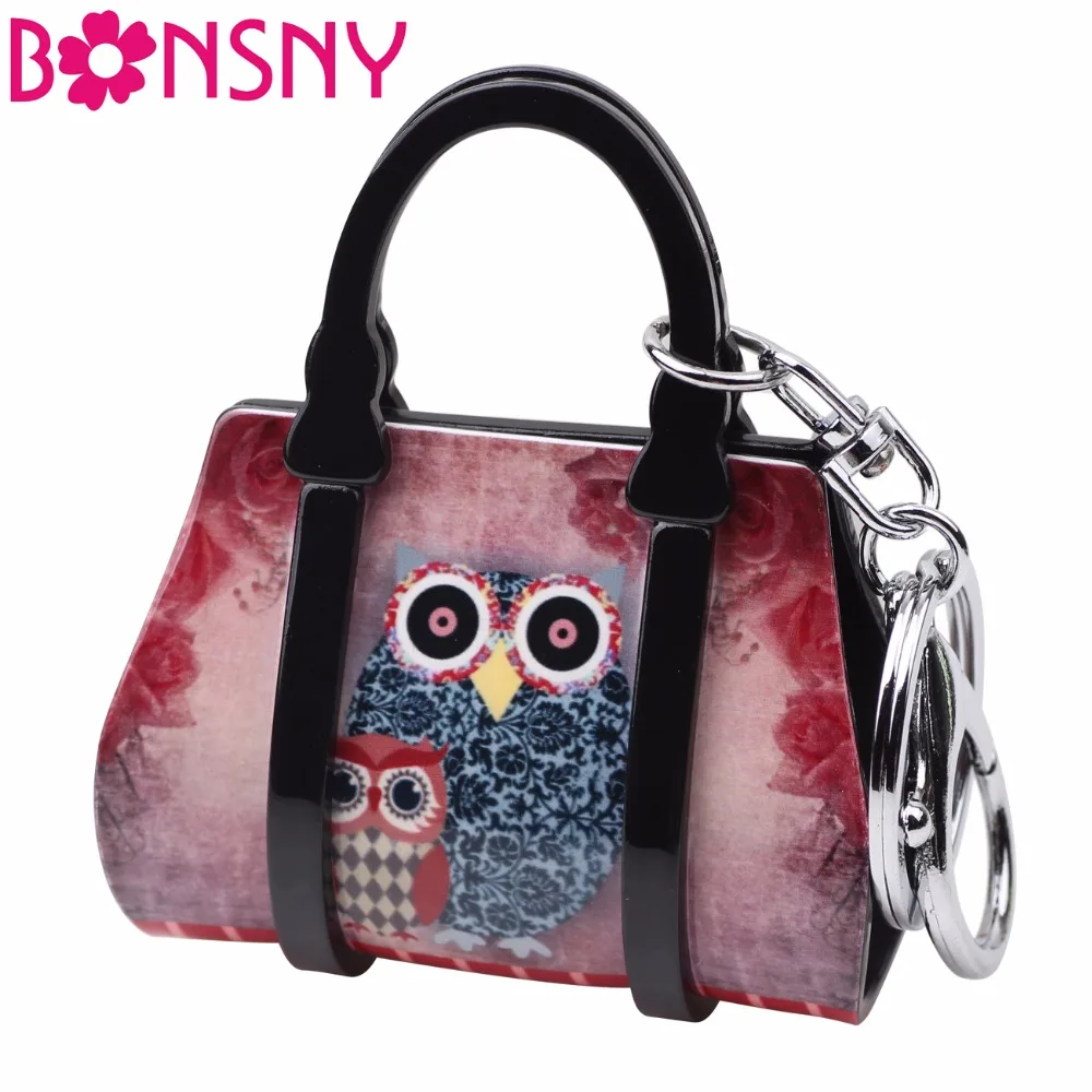 Сумка для ключей Bonsny акриловая женщин с рисунком Совы и птицы|fashion key chain|key chainkey