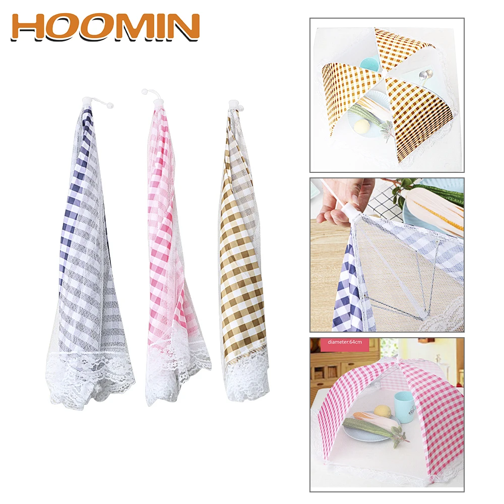 

HOOMIN Table Meal Covers Food Cover Umbrella Style Foldable Kitchen Anti Fly Mosquito Mesh Net Kitchen Accessories