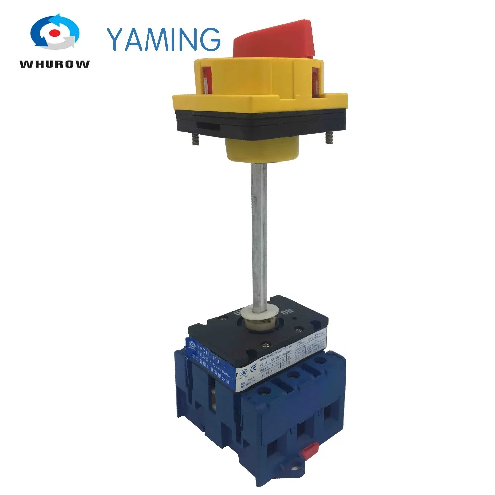 

Isolator switch with padlock panel 100A 3 Phases 2 position on-off with aluminium bar rotary switch cabinet YMD11-100B