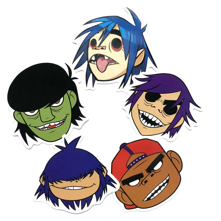 5 шт. хип-хоп размытая Музыкальная Группа Gorillaz Rap крутые наклейки для мобильного телефона ноутбука багаж гитара чехол скейтборд велосипед наклейки для автомобиля