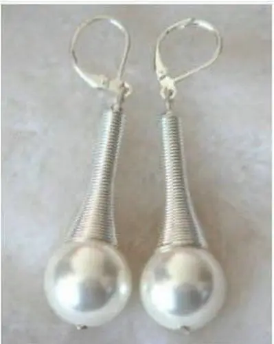 

Hot sale new Style >>>>Pair Of 12mm shell pearl white earring long