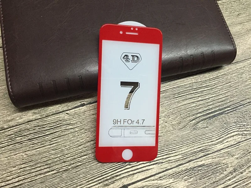 iphone 7 4D 3D tempered glass Red