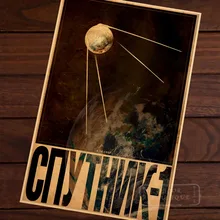 Terra lua satélite para detectar união soviética cartaz do vintage propaganda retro decorativo parede lona adesivos posters bar casa dec