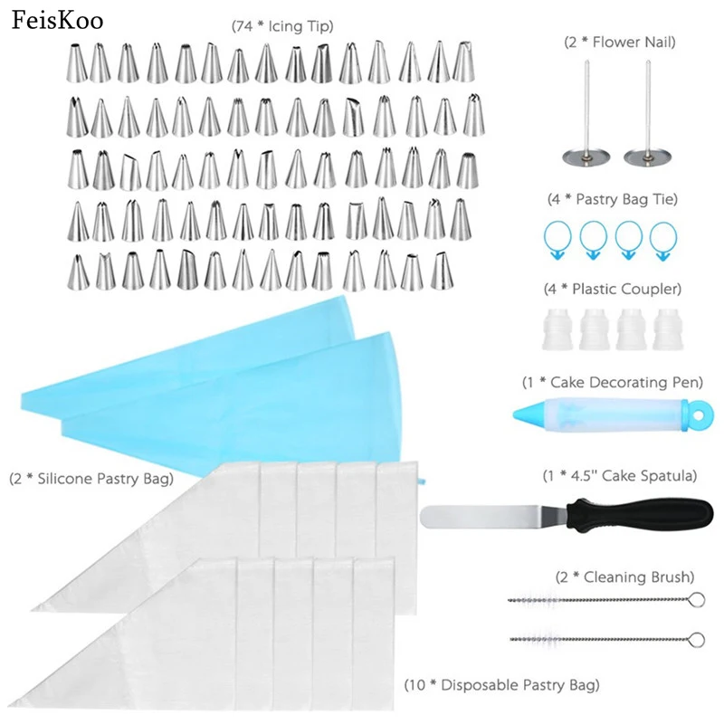 

100pc Cake Decorating Tools Dessert Decorators Pastry Confectionery Bag Icing Piping Nozzles Pastry Nozzle For Cream Cupcake Tip