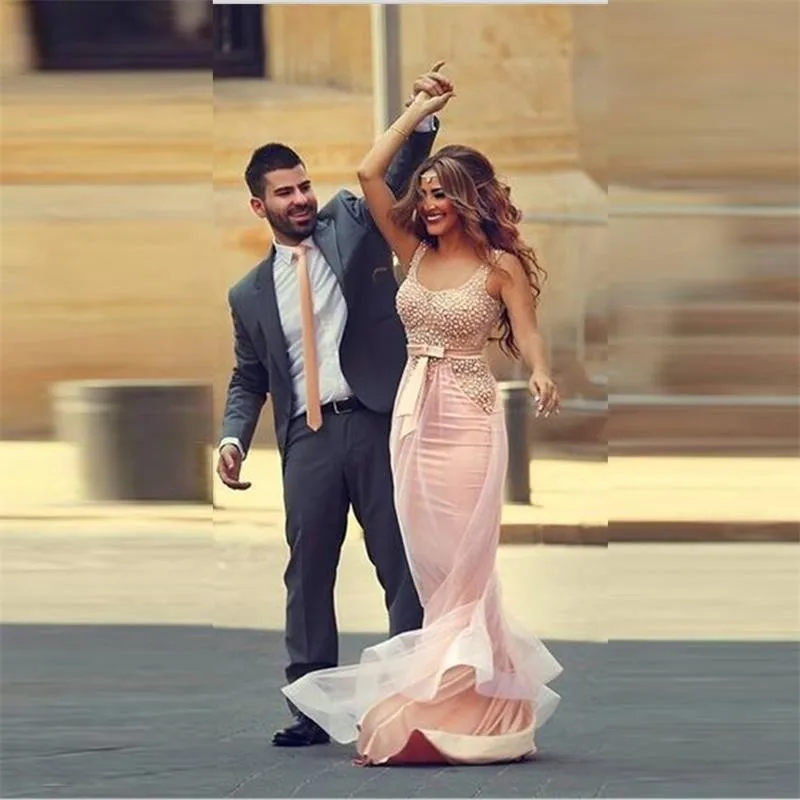 same as pic Платье для девочек, Vestidos De Fiesta, вечерние платья Спагетти ремень Жемчуг Русалка Бисер Формальные Abendkleider халат De Soiree - Цвет: same as pic