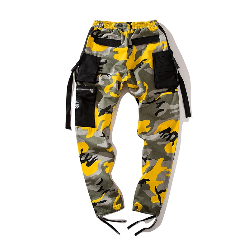 Streetwear jaune Mens Crayon Nouveau Mode Taille Street Pantalon Camouflage Noir Hommes pourpre Nous Automne Casual Hop Style 2018 Hip Jogger qd8dHgBn