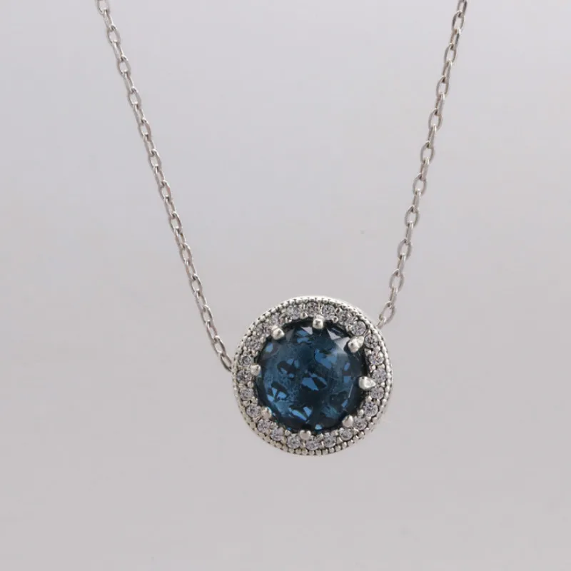 Charms Choker Necklace for Girls Blue Crystal Heart Pendant Necklace Women Silver Chain Bead Statement Necklace Collier Femme8