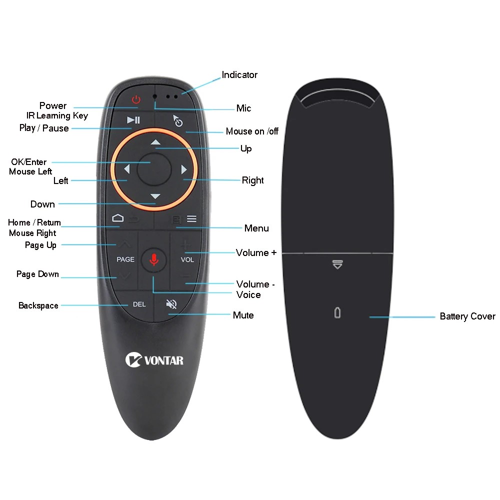 VONTAR G10 голосовой пульт дистанционного управления Управление 2,4 ГГц Air Мышь голосовой поиск Google Assistant ИК-обучения 6-осевой гироскоп для Android ТВ коробка