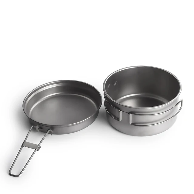 Ultralight Titanium Pan And Outdoor Cookware Camping Pot Folding Tableware Enhancing The Body Resistance