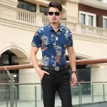 Новое поступление, летний модный рисунок с птицами, мужская рубашка с коротким рукавом