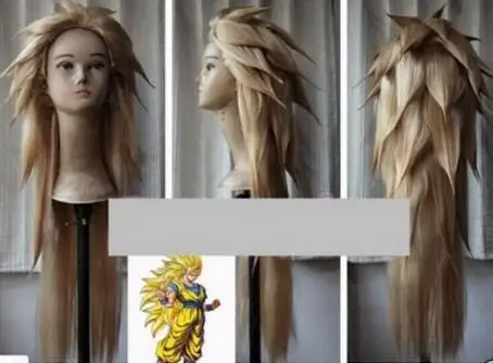 

Wig Dragon Ball Z Son Goku Gold Long Wig cosplay anime Full Wig Free Shipping
