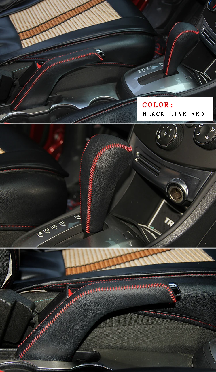 Gear Shift Knob Hand Sewing Nonslip Soft Leather Car