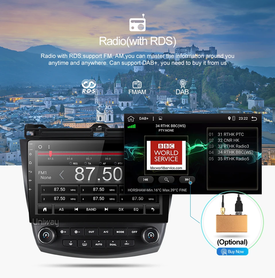 Cheap Uniway AYG1071 2G+32G android 8.1  car dvd for Honda Accord 7 2003 2004 2005 2006 2007 car radio video player gps navigation car 12