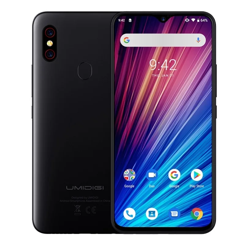 Смартфон UMIDIGI F1 Play Android 9,0, 6,3 дюймов, полный экран, 48MP+ 8MP+ 16MP, 6 ГБ+ 64 ГБ, две sim-карты, 4G, 5150 мАч, мобильный телефон - Цвет: Черный