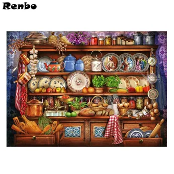 

Full square Diamond embroidery tableware picture 5D diy diamond painting cross stitch drill resin mosaic crystal Kitchen decor