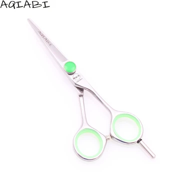 

Professional Hairdressing Scissors 5.0" 440C AQIABI Cutting Scissors Regular Shears Hair Scissors Finger Rest Dropshipping A1121
