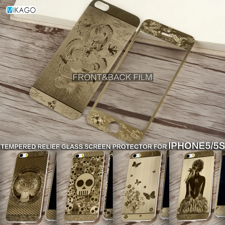  3D Relief Full Cover 4.0For Apple iPhone 5s iPhone5s Case Tempered Glass Film Screen Protector For Apple iPhone 5s Phone5s Phone 