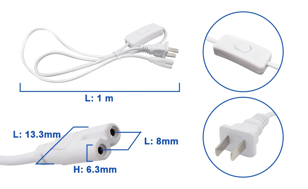 T4 T5 шнур питания с переключателем для светодиодный и флуоресцентная лампа удлинители адаптер кабельного штекера питания 1 м