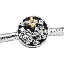 DIY Подходит для Pandora Charms браслеты 925 пробы-серебро-ювелирные бусины с 14 K настоящее золото