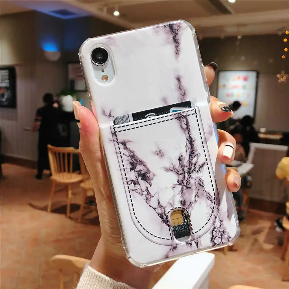 For Iphone 8 8plus X XR XS Max Marble Credit card case Iphone 6  Case for Iphone 7 7Plus Cover Soft TPU Silicone Phone case (2)