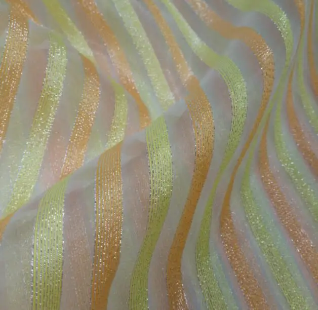Металлическая органза ткань Organdy тонкий тюль с жаккардовым блестящим В Полоску Ткань для рукоделия материальное украшение ткань - Цвет: 5