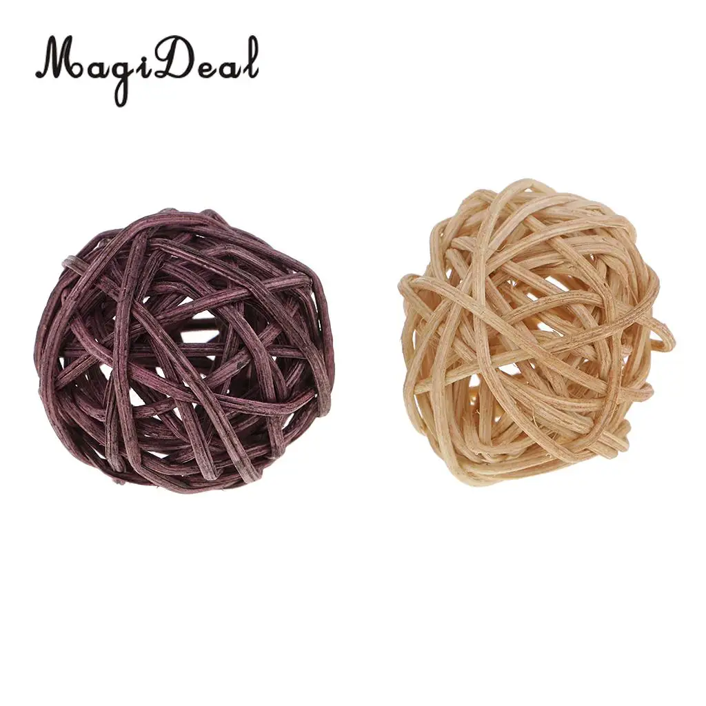  3cm/5cm/7cm Mixed Colors Lovely Wicker Rattan Ball, Christmas Birthday Home Wedding Party Decorations DIY Ornaments Kids Toys