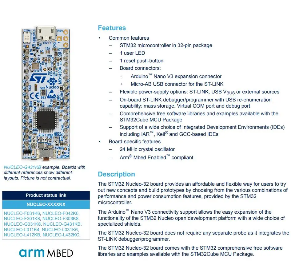 NUCLEO-G431KB INFO