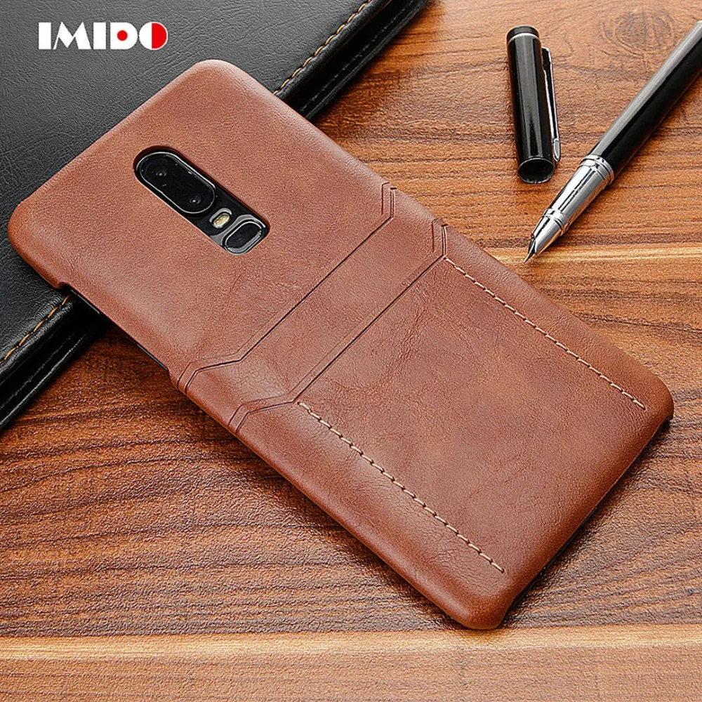 

IMIDO Wallet Leather PU Phone Case For One Plus 6T 6 Luxury Vintage Back Cover For One Plus 6 6T 1+6T Silicone Coque Fundas Capa