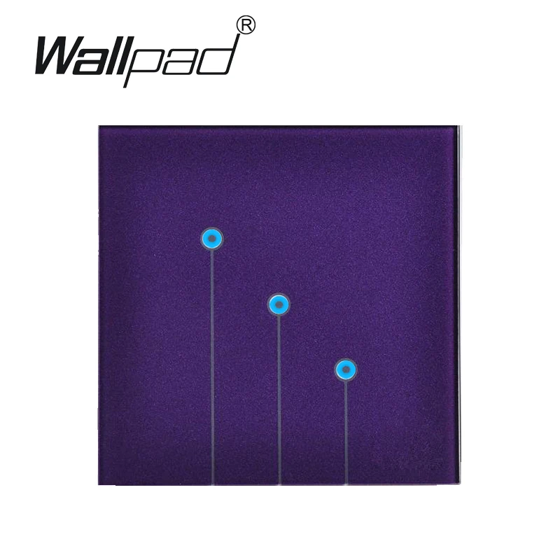 Purple 3 Gang 1 Way Switch Tempered Glass Touch SwitchTouch Light Single Control Wall Free Shipping | Обустройство дома