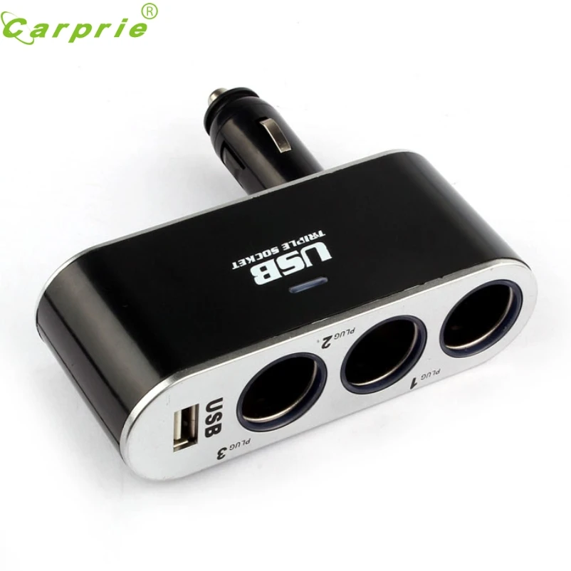 

CARPRIE 12V/24V 1 To 3 USB Power Supply In-Car Charger Adapter&Triple Cigarette Lighter Socket Jun.6