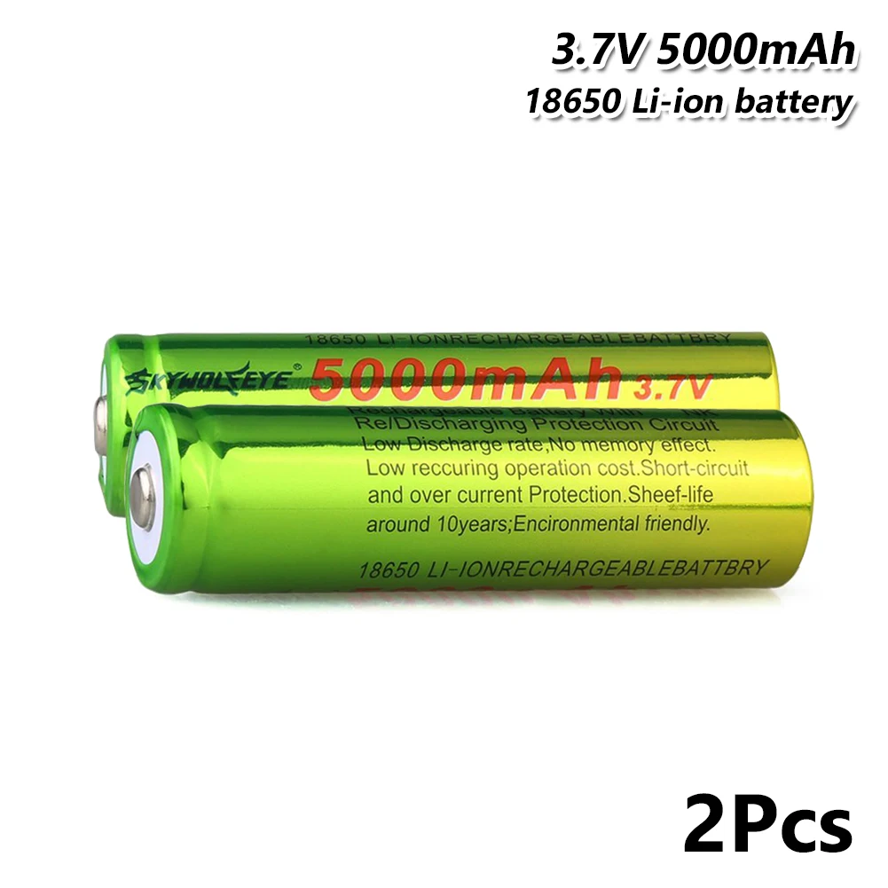 18650 батарея 5000 мАч для фонарика мини-вентилятор питания батареи литий-ионная аккумуляторная батарея 3,7 в - Цвет: 2 Pcs