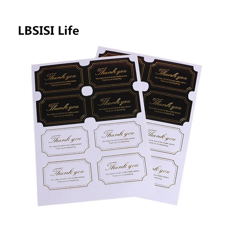

LBSISI Life 104pcs Rectangle Thank You Paper Color Stickers Decoration Labels Seal Scrapbook DIY Gift Cookie Cake Candy Bag