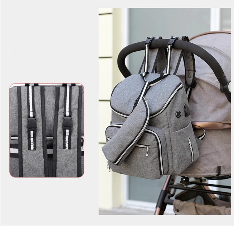 Fashion Baby Diaper Bags With Usb Interface Large Capacity Waterproof Mummy Maternity Nappy Bag For Mom Multifunctional Backpack (7)
