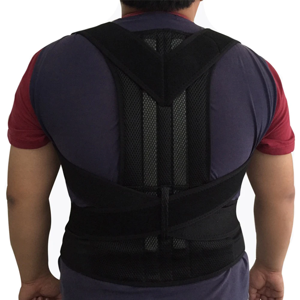 Placa de Aço Corrector de Volta Correia Elástica Ajustável Neoprene Apoio Postura Cintos Corsets Tamanho Grande Espartilho Espinha Ortopédica Dor 13 Beleza e saúde